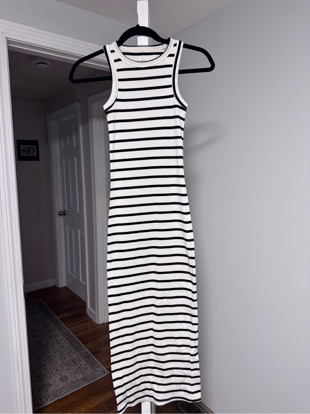 SO Black & White Striped Sleeveless Maxi Dress